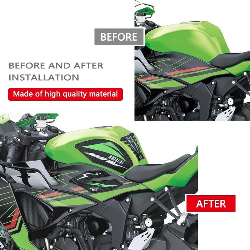 VORILES for Ninja ZX6R ZX 6R ZX-636 Ninja zx6r zx636 2013-2023 2024 2025 Side Decals Motorcycle Anti Slip Tank Pad Stickers ZX6R Accessories zx6r Tank pad Tank Grip Tank Stickers（Green） - Image 5